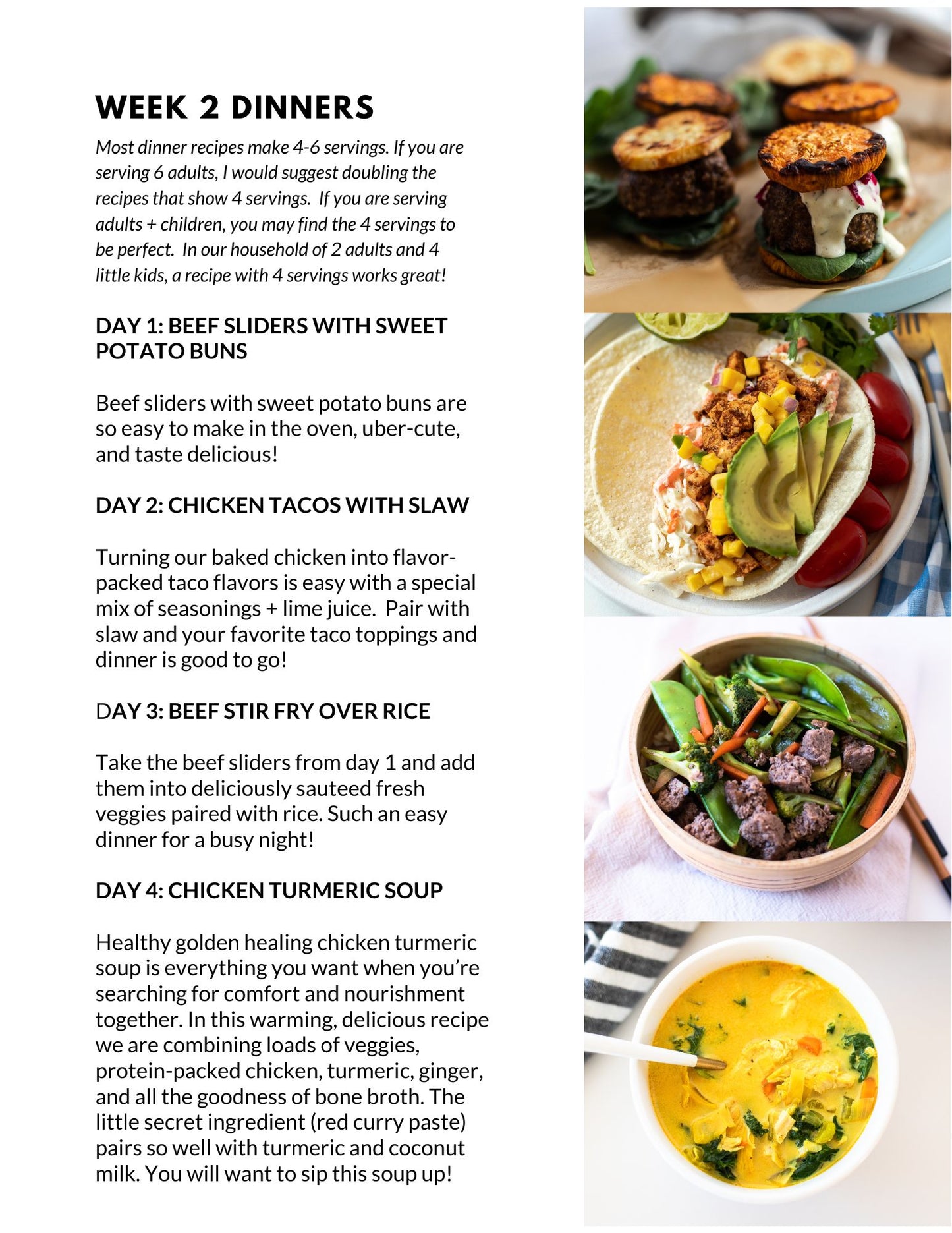 December Single Week Meal Plan - Week 2