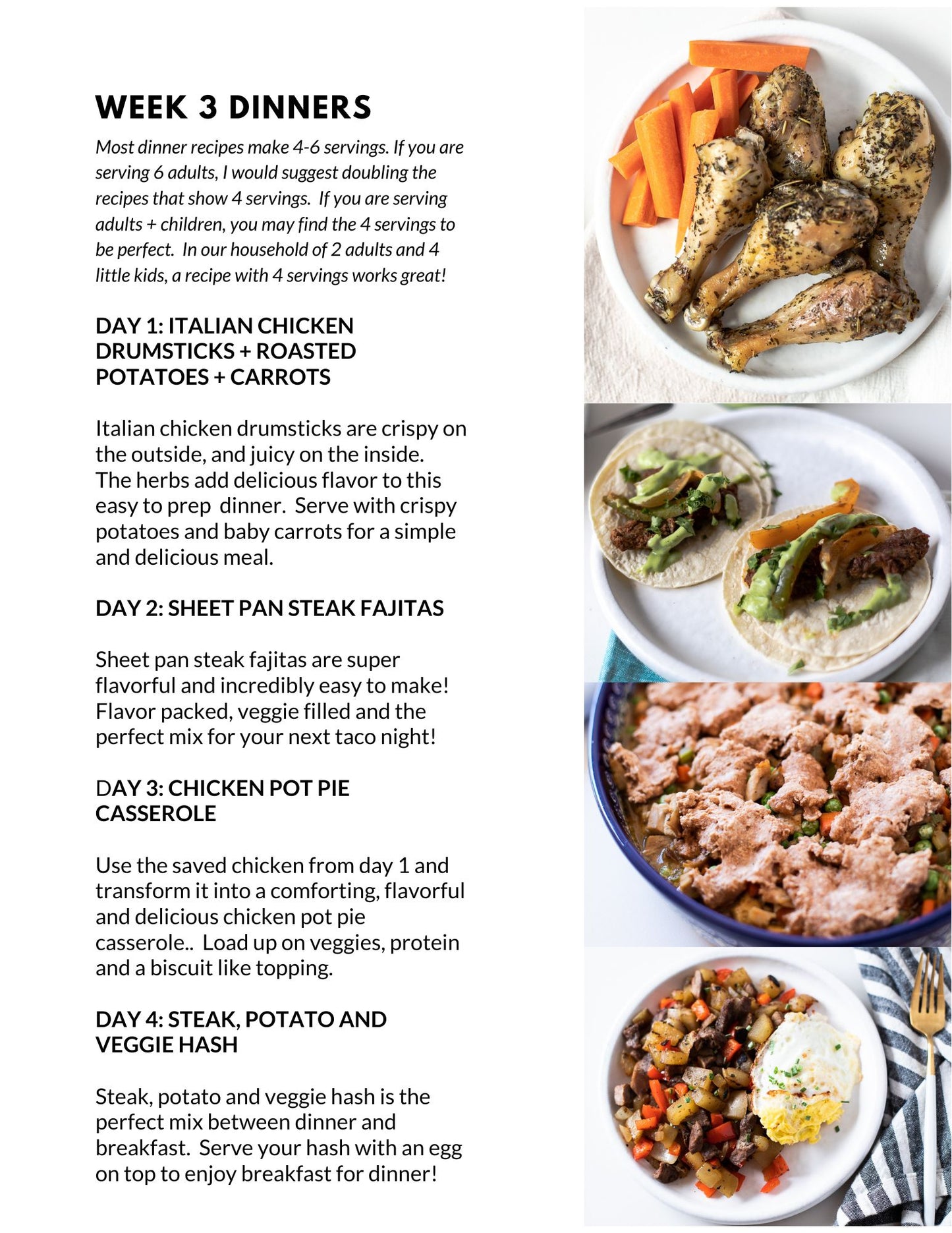 October Single Week Meal Plan - Week 3