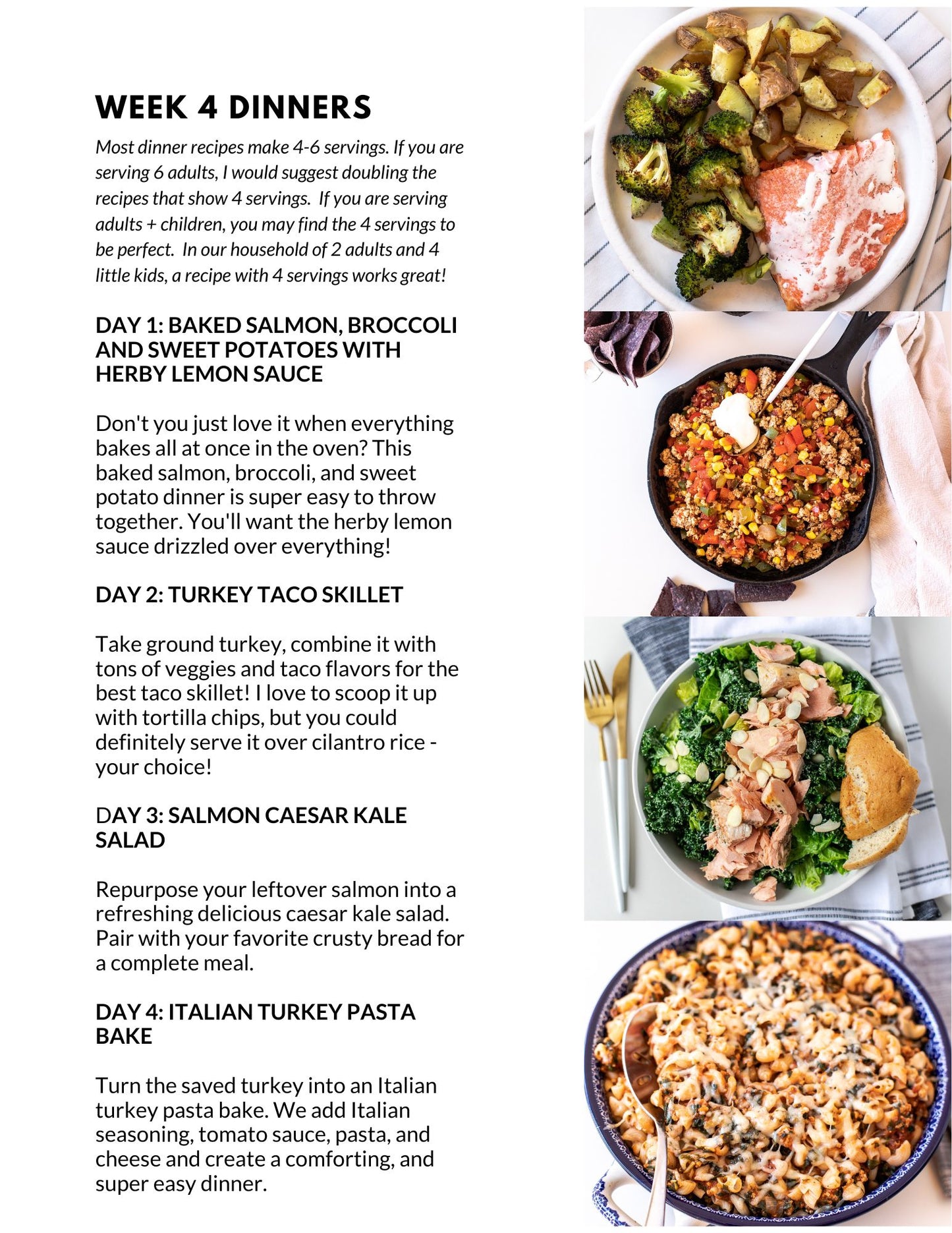 April Single Week Meal Plan - Week 4