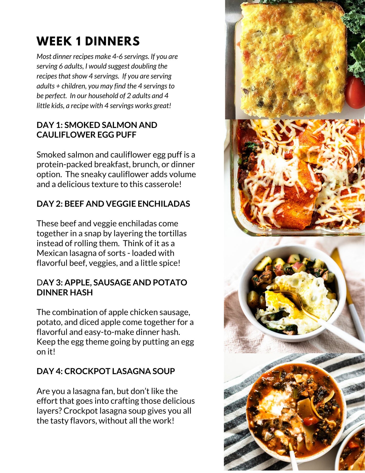 January Meal Plan - Full Month