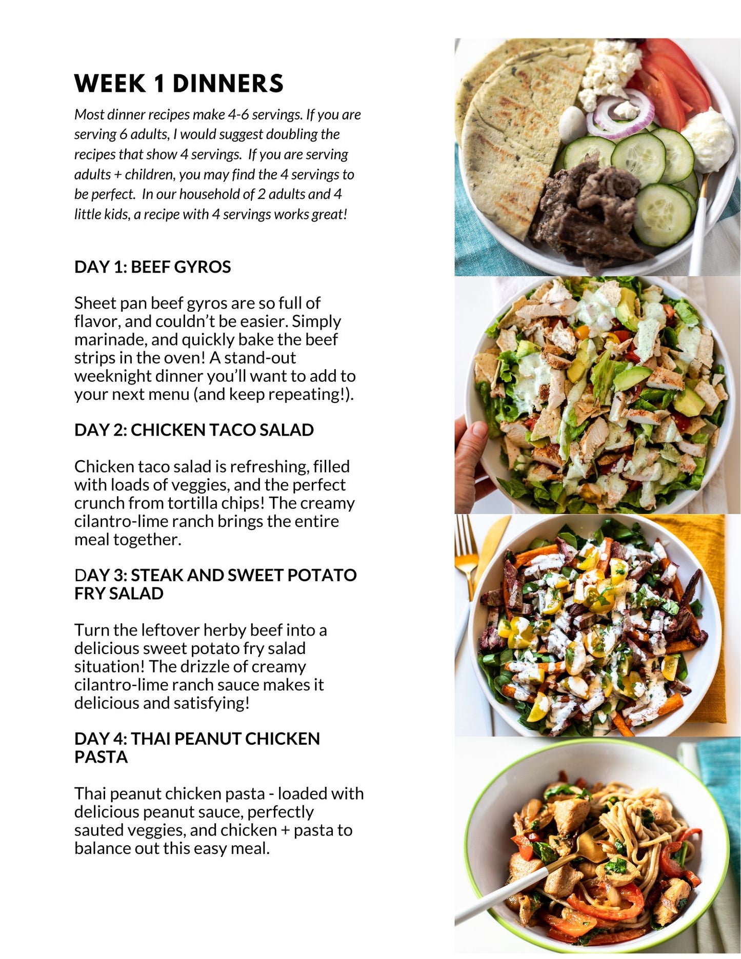 July Meal Plan - Full Month