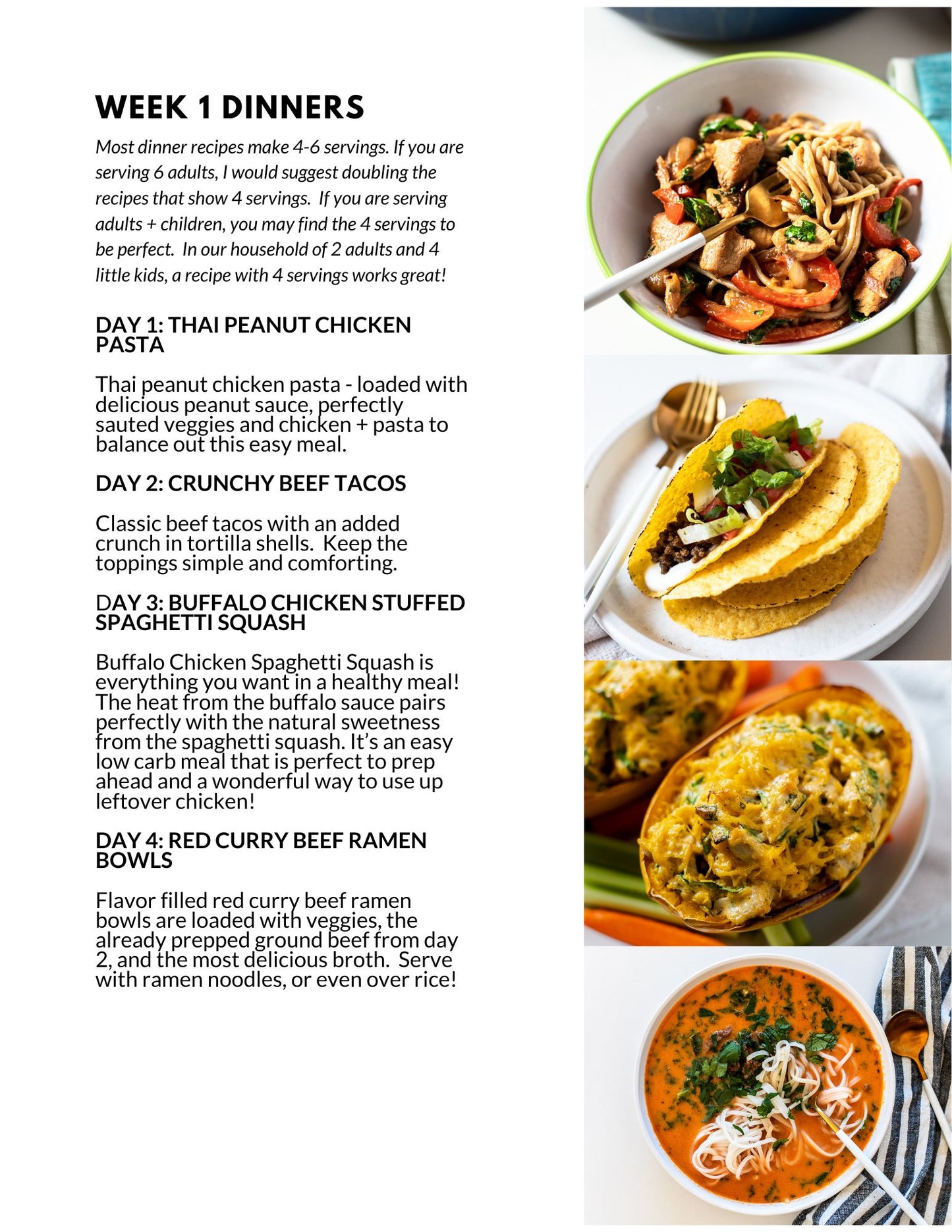 March Single Week Meal Plan - Week 1