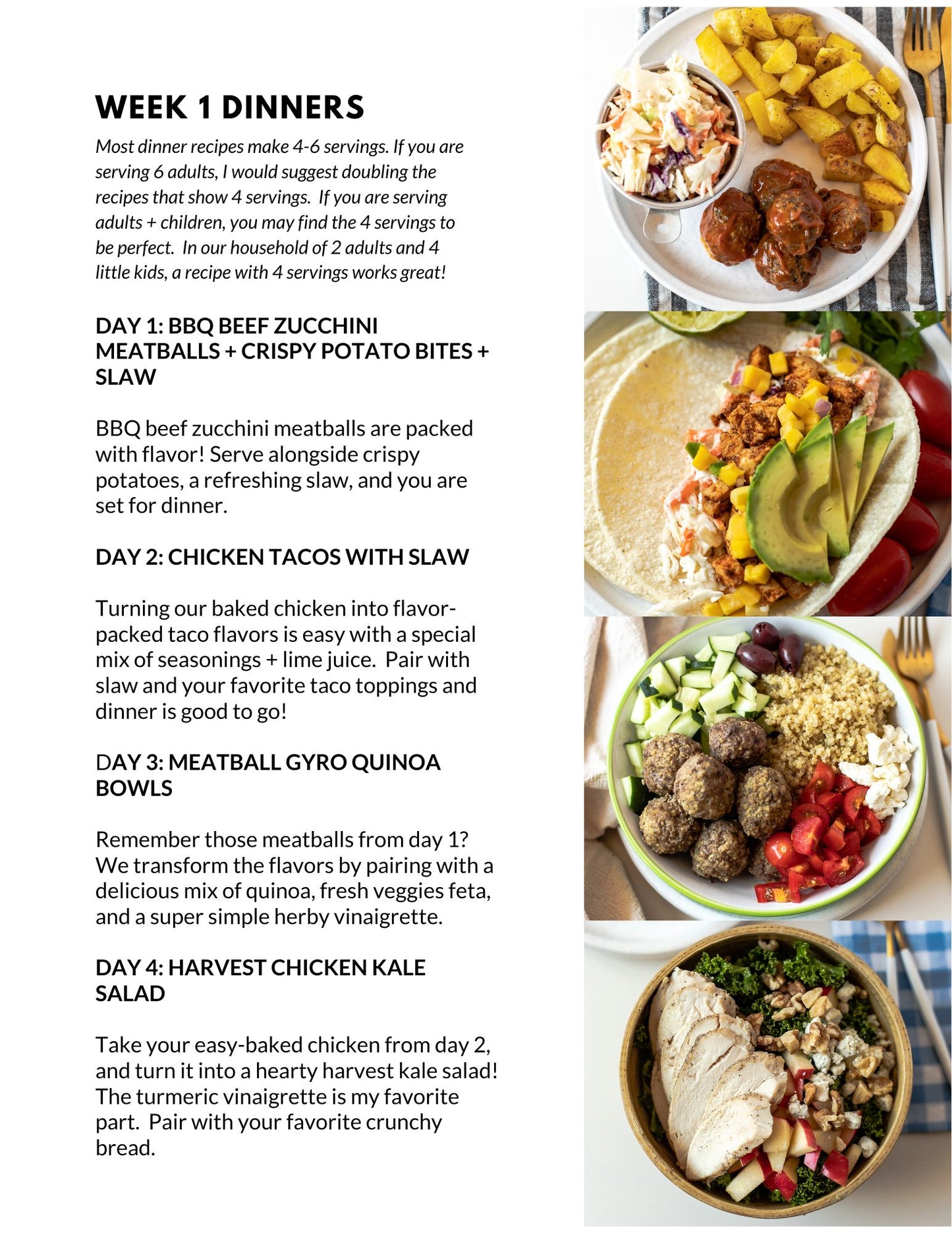 September Meal Plan - Full Month