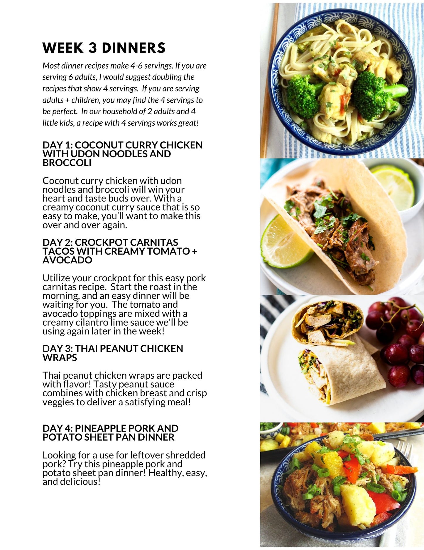 January Meal Plan - Full Month