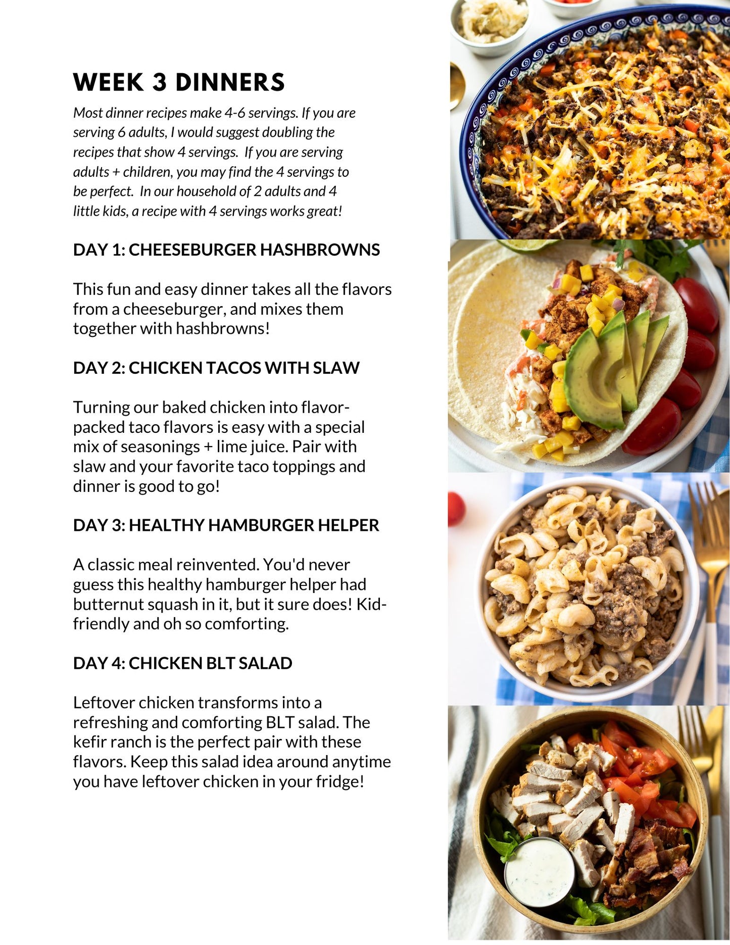 August Single Week Meal Plan - Week 3