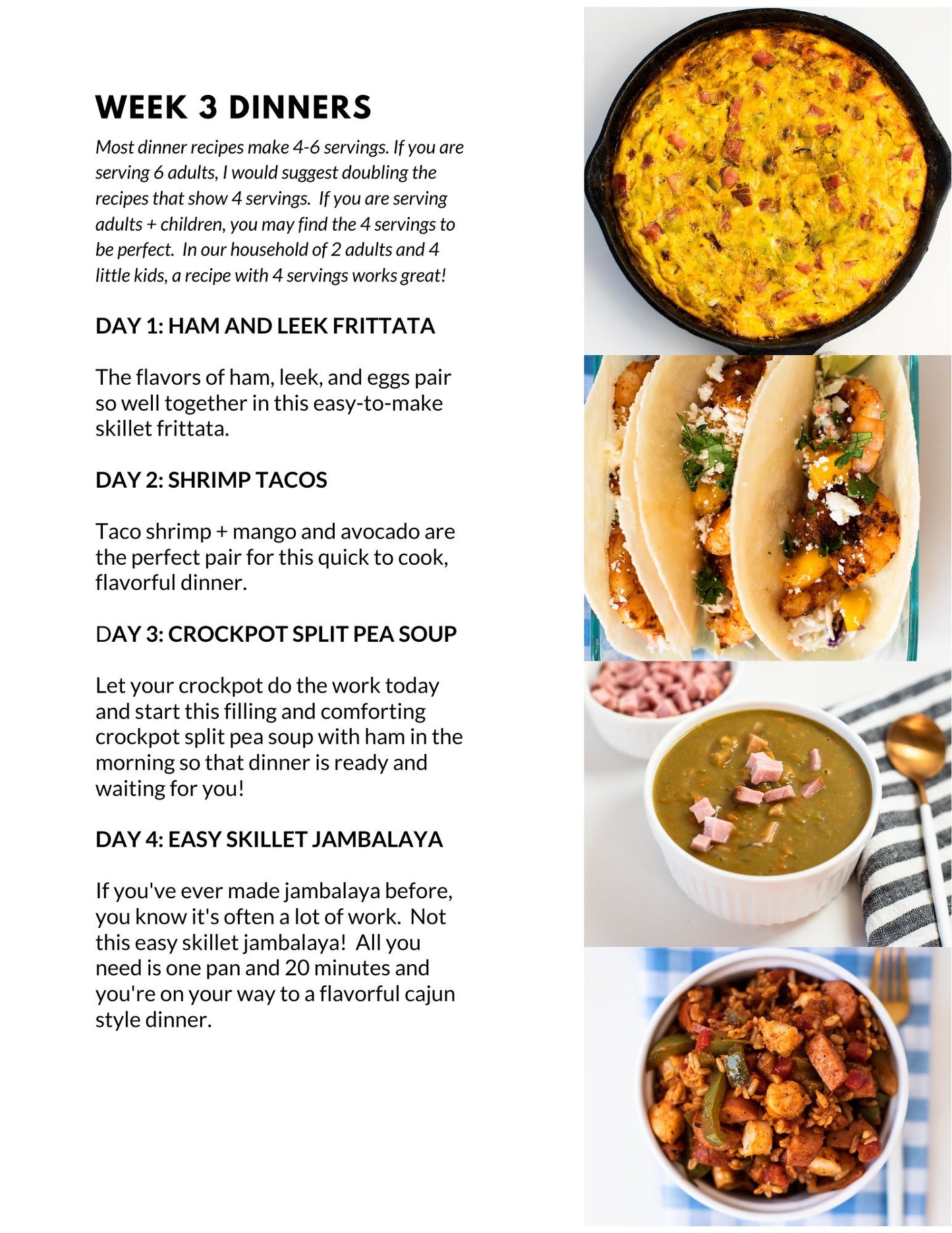 December Single Week Meal Plan - Week 3