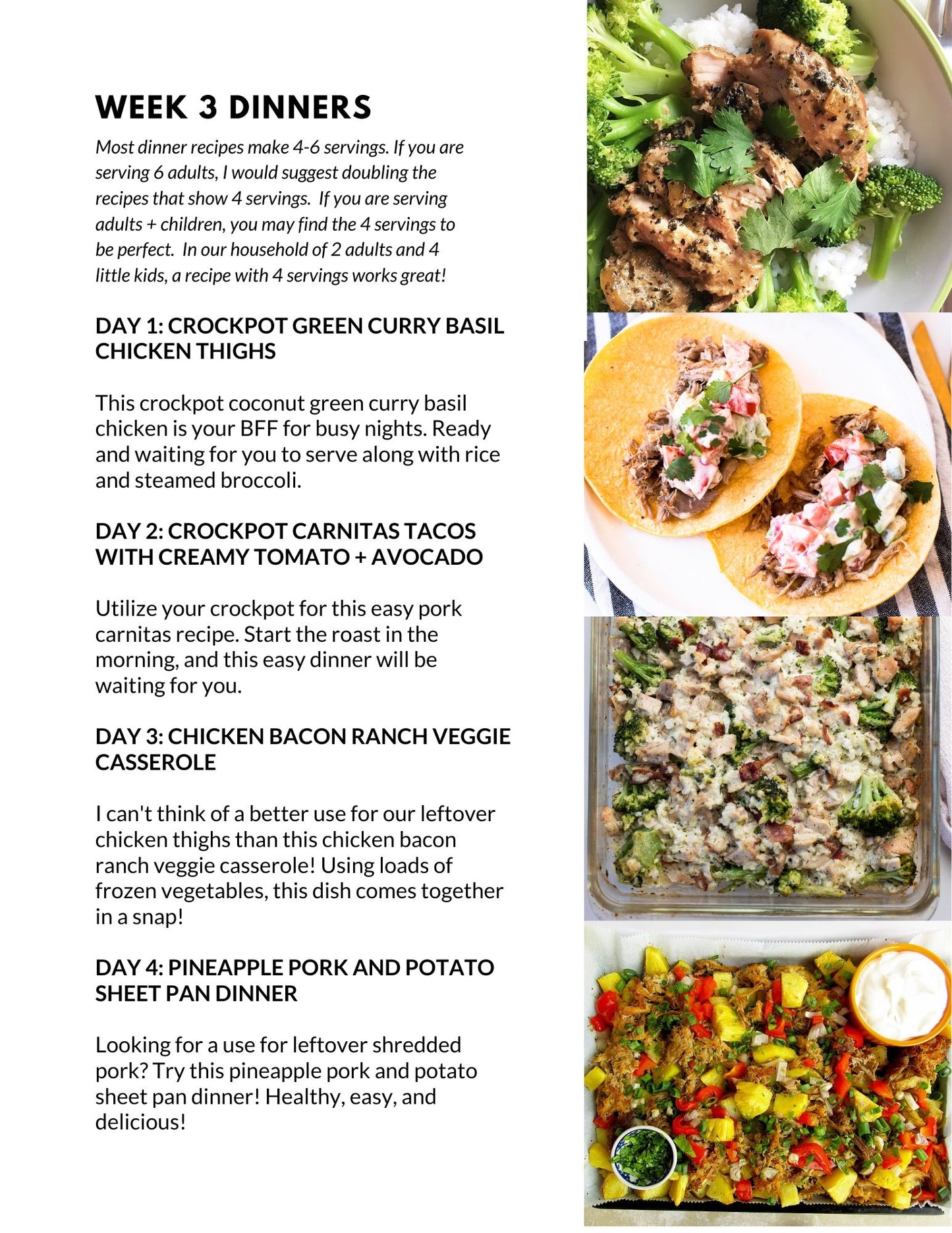 May Meal Plan - Full Month