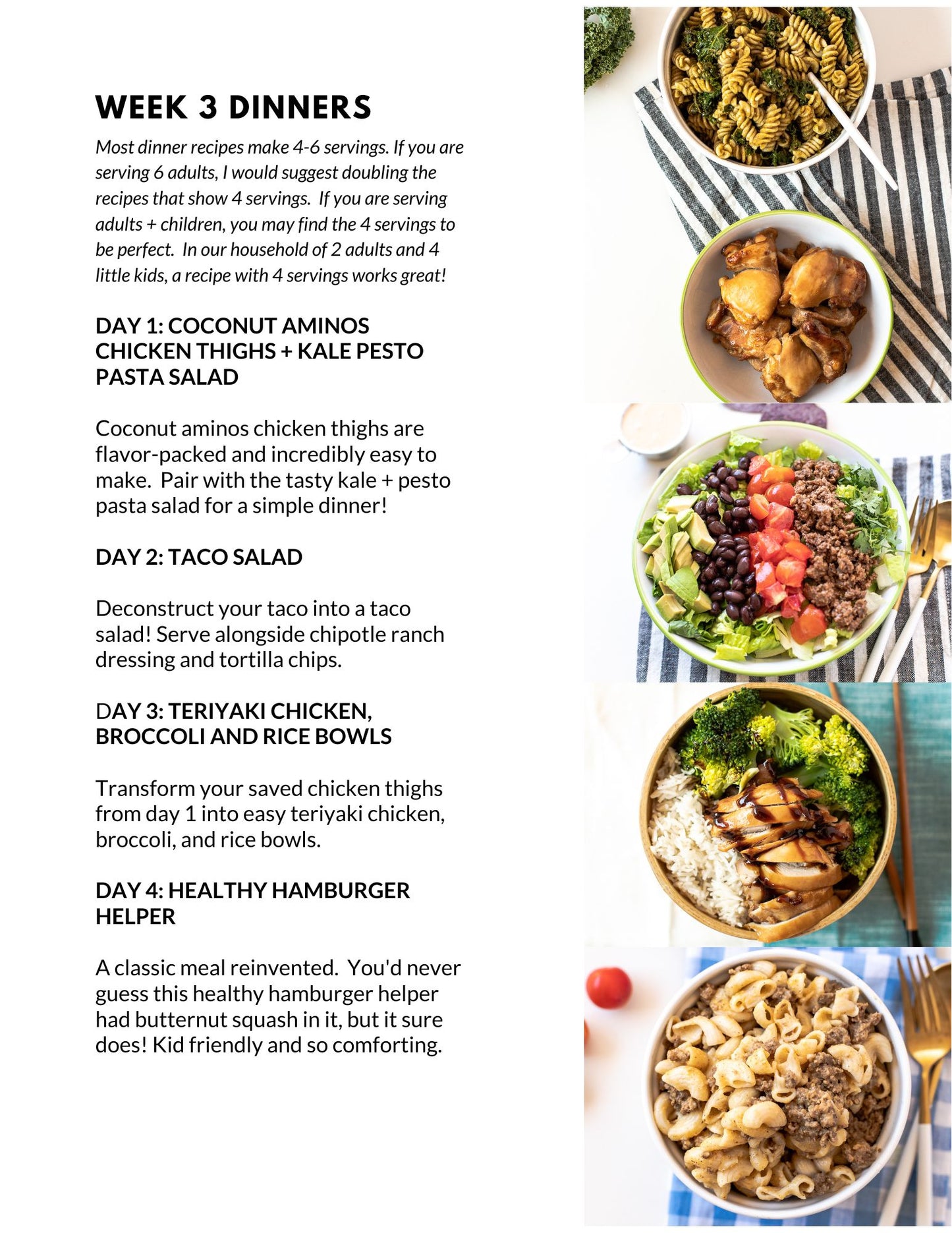 September Meal Plan - Full Month