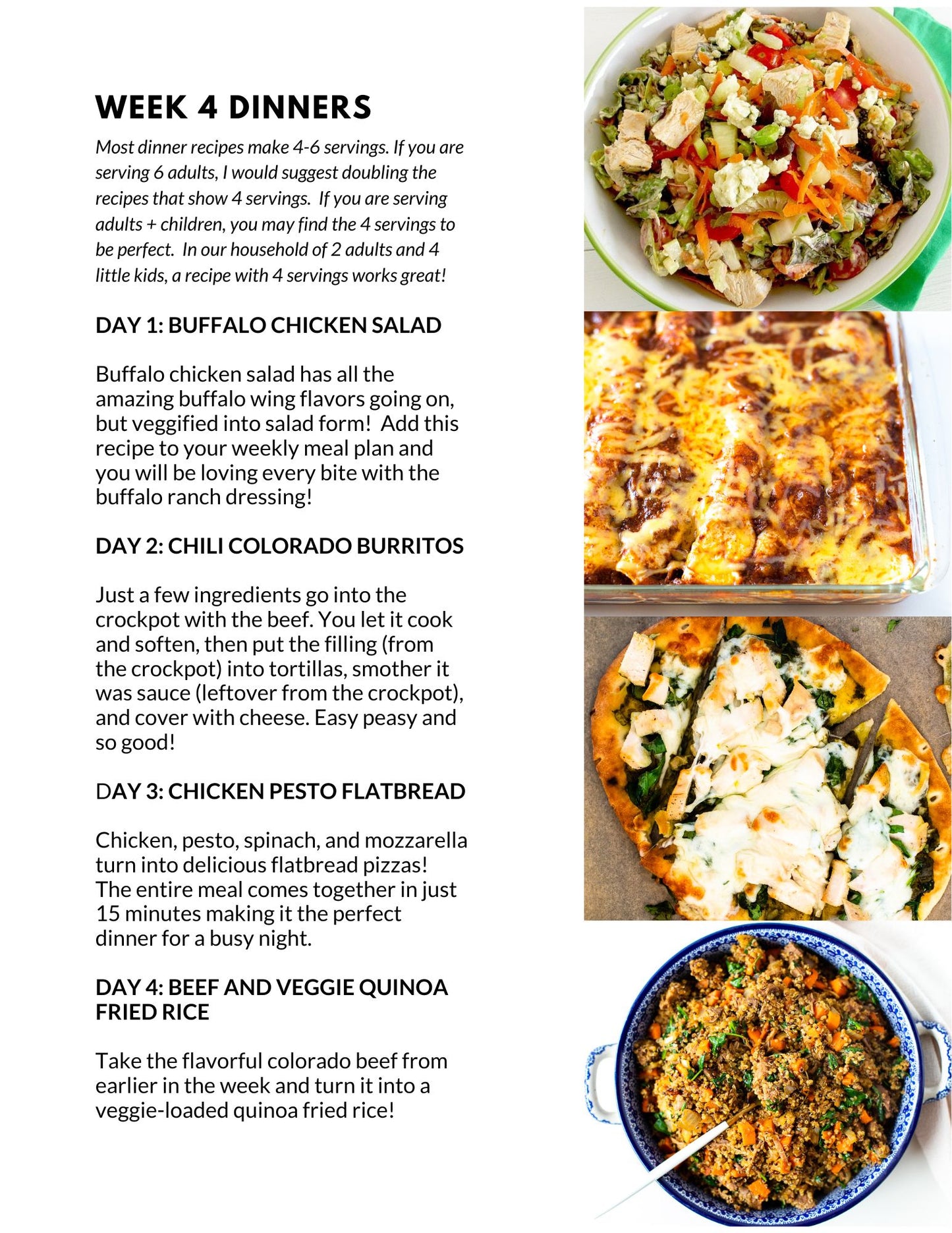 January Meal Plan - Full Month