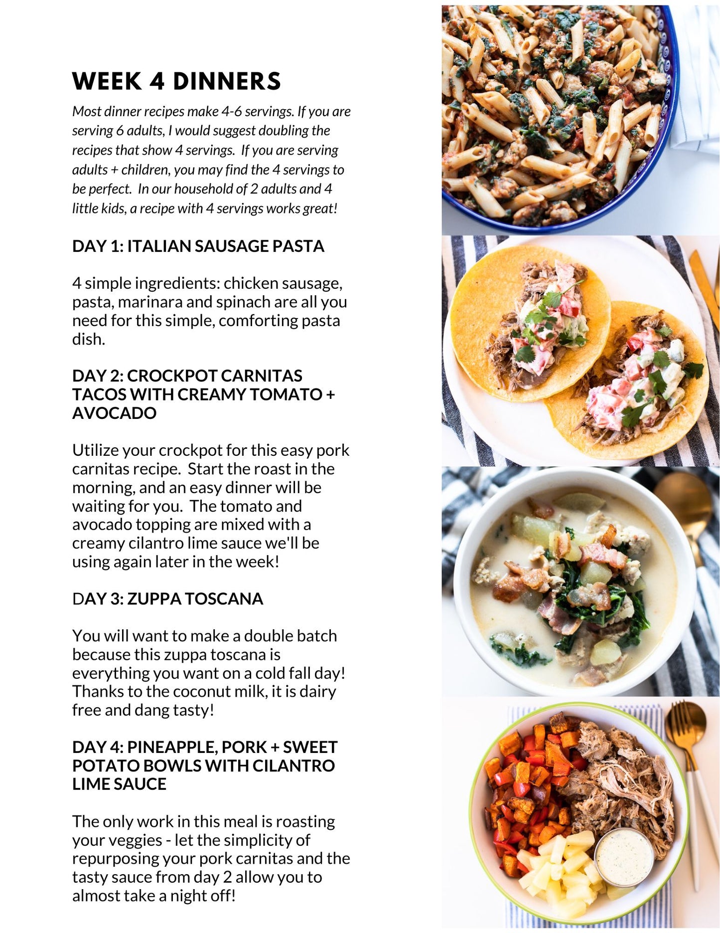 October Meal Plan - Full Month